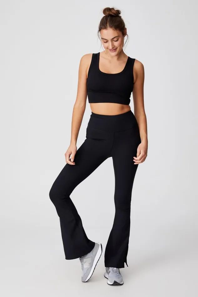 Women Pants Cotton On Active Rib Flare Black