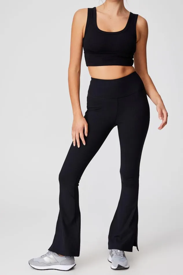 Women Pants Cotton On Active Rib Flare Black