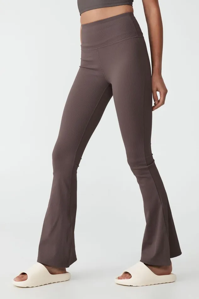 Women Pants Cotton On Active Rib Flare Brownie