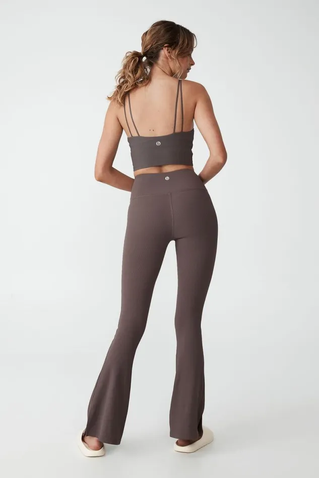Women Pants Cotton On Active Rib Flare Brownie