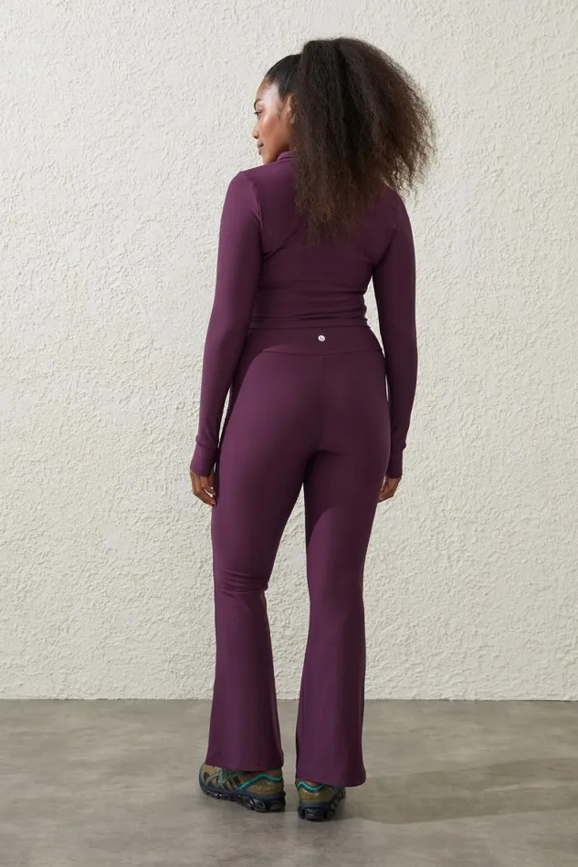 Women Pants Cotton On Fleece Lined Full Length Flare Pickled Beet