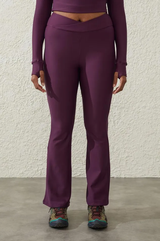 Women Pants Cotton On Fleece Lined Full Length Flare Pickled Beet