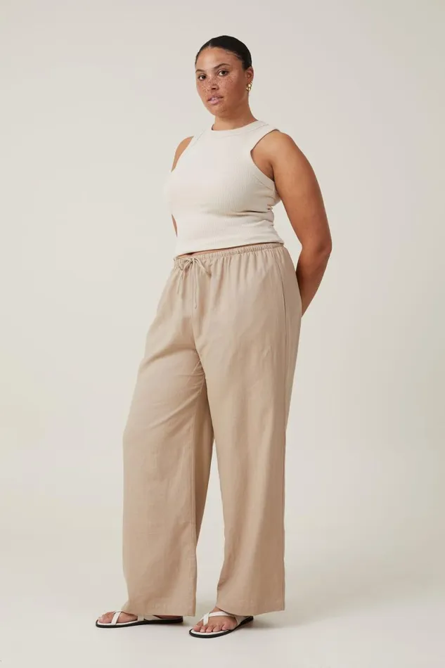 Women Pants Cotton On Haven Wide Leg Pant Mid Taupe