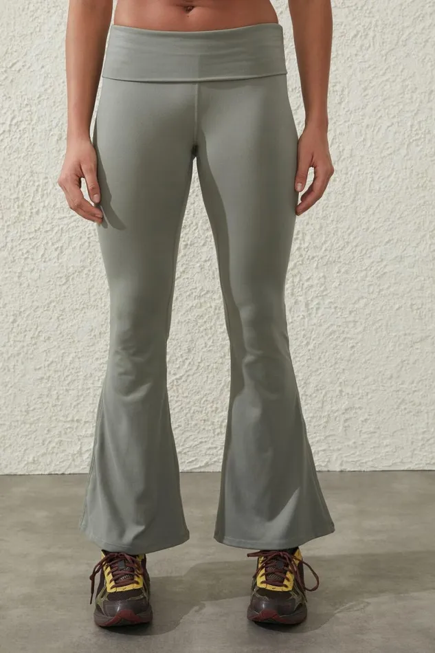Women Pants Cotton On Ultra Soft Fold Over Flare Tight Dusty Khaki
