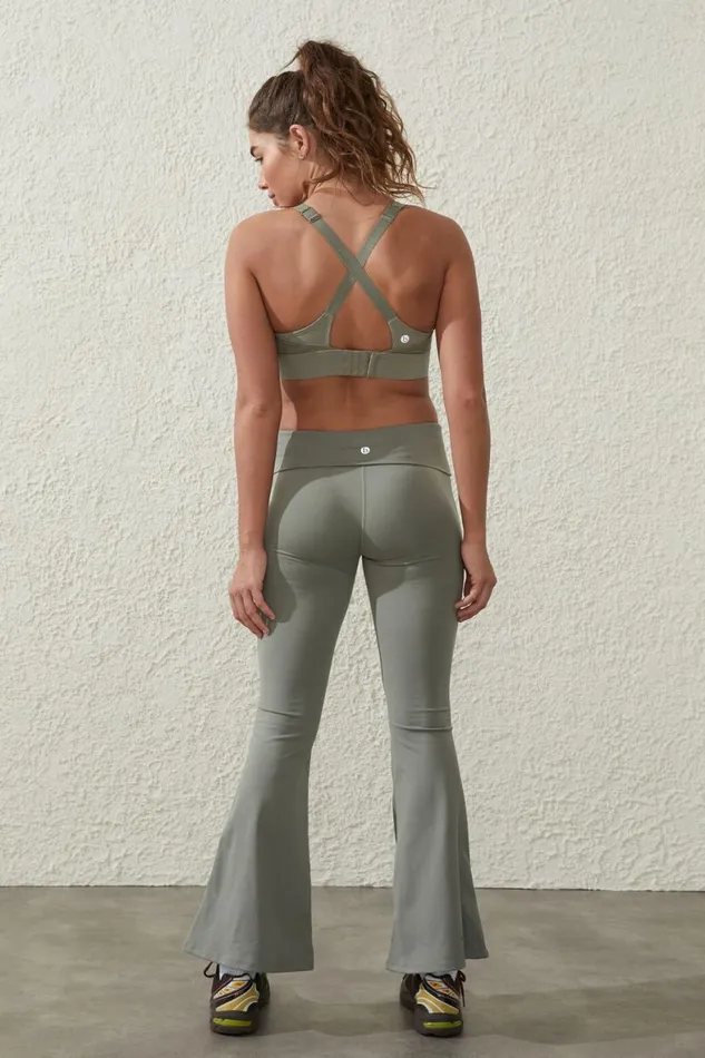 Women Pants Cotton On Ultra Soft Fold Over Flare Tight Dusty Khaki