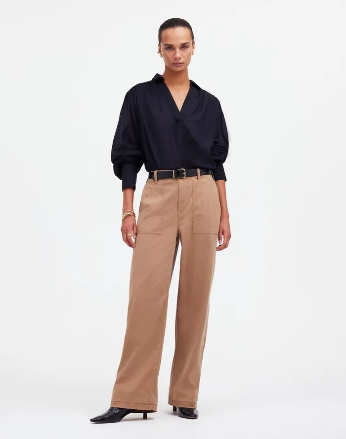 Women Pants Madewell LowSlung Baggy Utility Pants Dark Camel