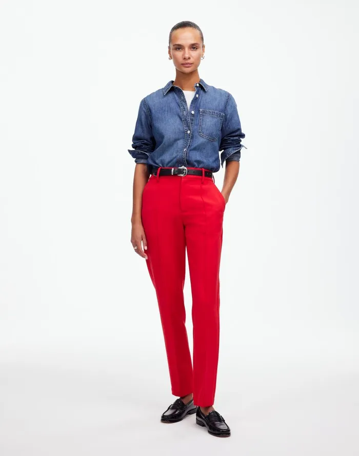 Women Pants Madewell MidRise Slim Ankle Pant Bright Cherry