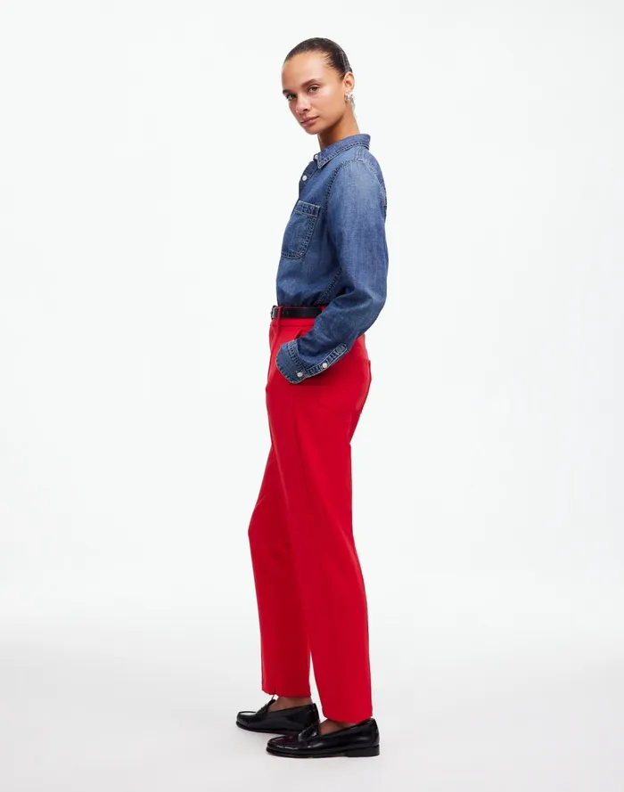 Women Pants Madewell MidRise Slim Ankle Pant Bright Cherry