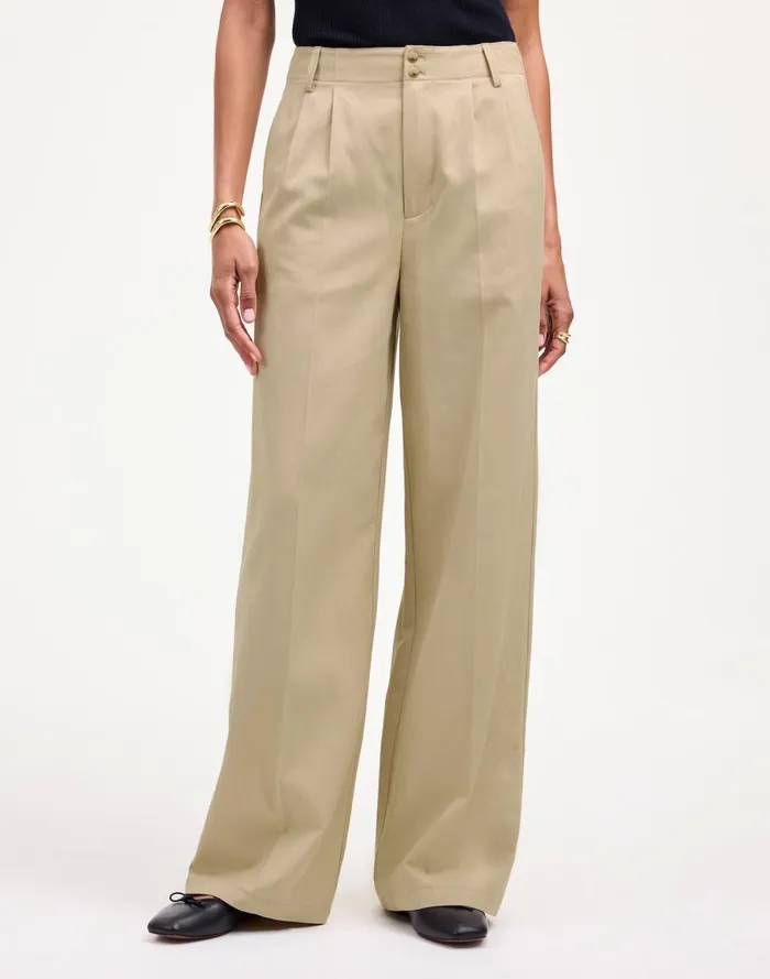 Women Pants Madewell The Harlow WideLeg Pant In Drapey Twill Vintage Khaki