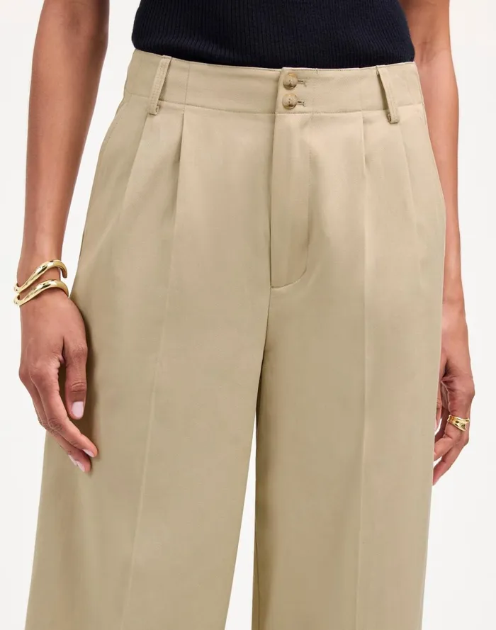 Women Pants Madewell The Harlow WideLeg Pant In Drapey Twill Vintage Khaki