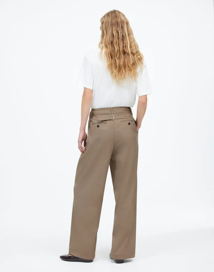 Women Pants Madewell The Harlow WideLeg Pant In Flannel Dark Oat Melange