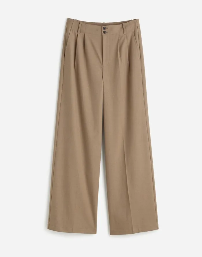 Women Pants Madewell The Harlow WideLeg Pant In Flannel Dark Oat Melange