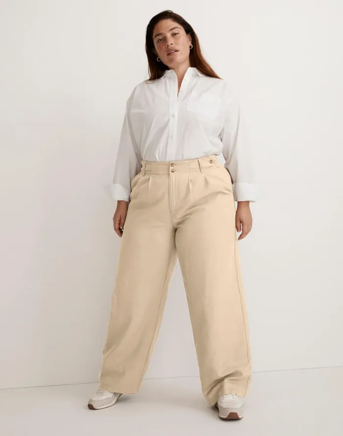 Women Pants Madewell The Plus Harlow WideLeg Pant In Drapey Twill Harvest Moon
