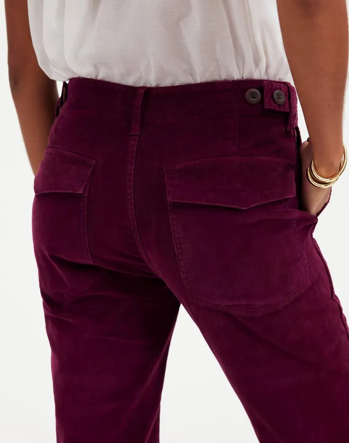 Women Pants Madewell The Slim Straight Utility Pant In Garment Dye Corduroy Bordeaux