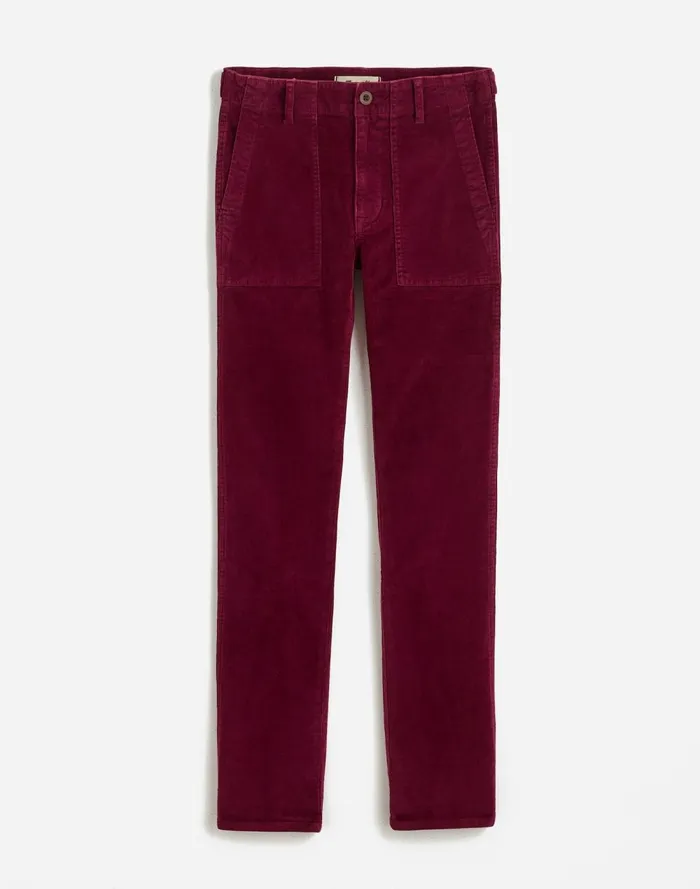 Women Pants Madewell The Slim Straight Utility Pant In Garment Dye Corduroy Bordeaux