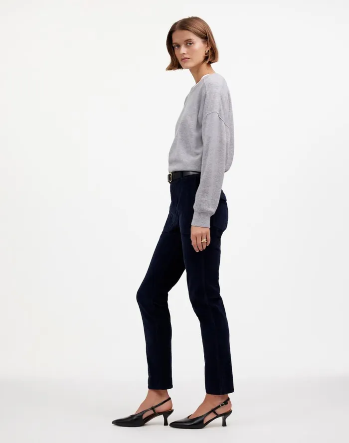 Women Pants Madewell The Slim Straight Utility Pant In Garment Dye Corduroy Classic Navy