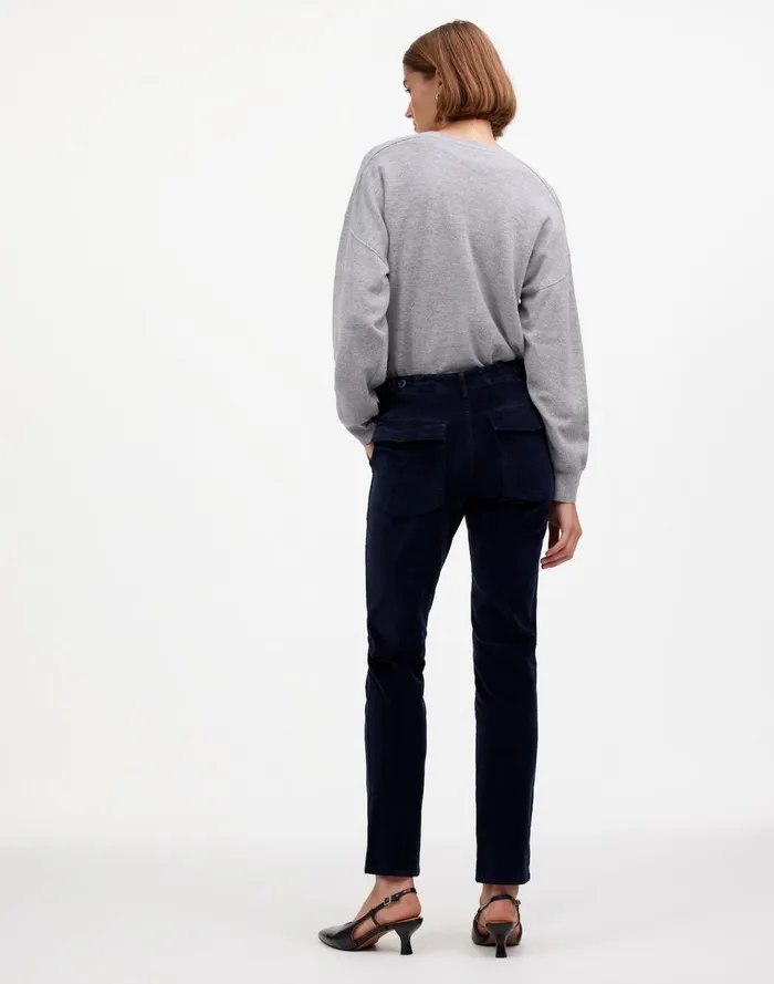 Women Pants Madewell The Slim Straight Utility Pant In Garment Dye Corduroy Classic Navy