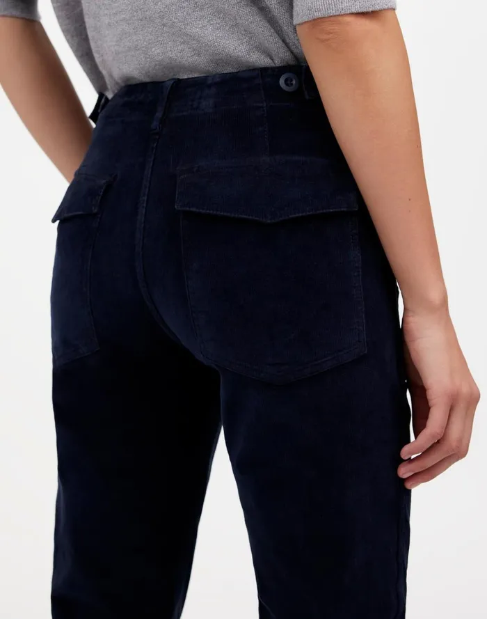 Women Pants Madewell The Slim Straight Utility Pant In Garment Dye Corduroy Classic Navy