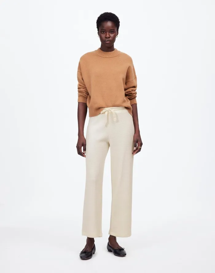 Women Pants Madewell WaffleKnit StraightLeg Sweatpants Winter White