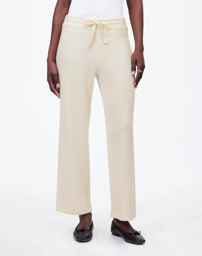 Women Pants Madewell WaffleKnit StraightLeg Sweatpants Winter White