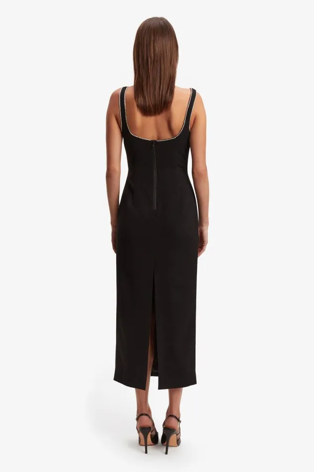 Women Party Dresses Bardot Brooklyn Diamonte Midi Dress In Black Black