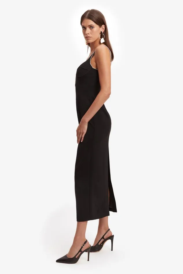 Women Party Dresses Bardot Brooklyn Diamonte Midi Dress In Black Black