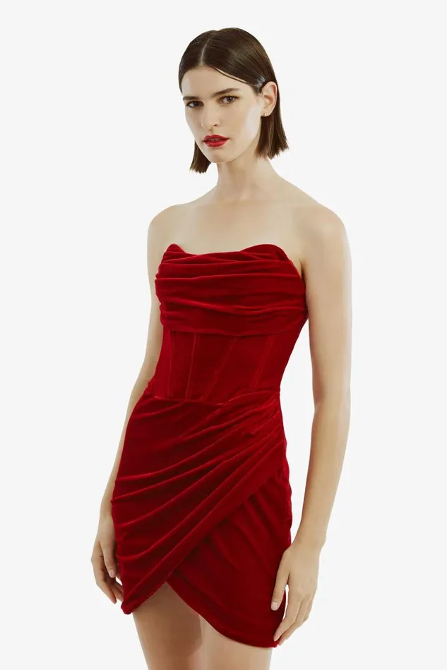Women Party Dresses Bardot Claudette Mini Dress In Deep Red Deep Red Women Party Dresses Bardot Claudette Mini Dress In Deep Red Deep Red
