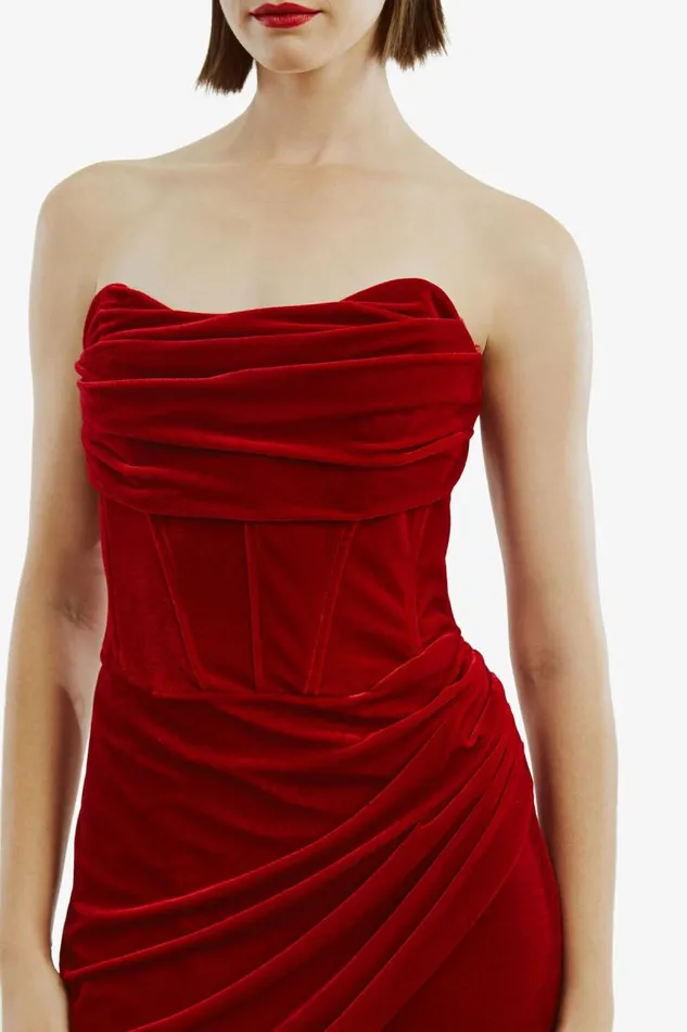 Women Party Dresses Bardot Claudette Mini Dress In Deep Red Deep Red Women Party Dresses Bardot Claudette Mini Dress In Deep Red Deep Red