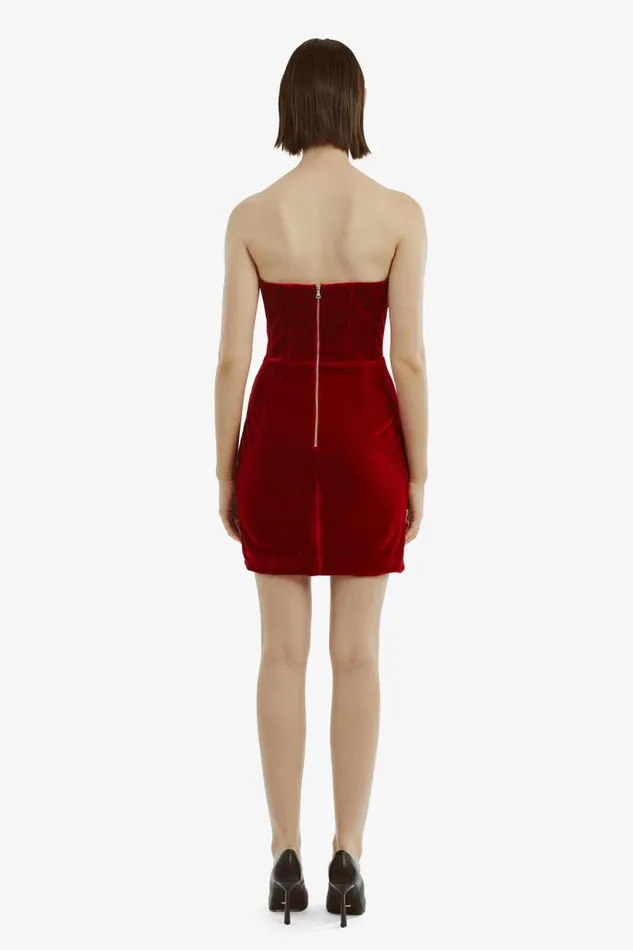 Women Party Dresses Bardot Claudette Mini Dress In Deep Red Deep Red Women Party Dresses Bardot Claudette Mini Dress In Deep Red Deep Red