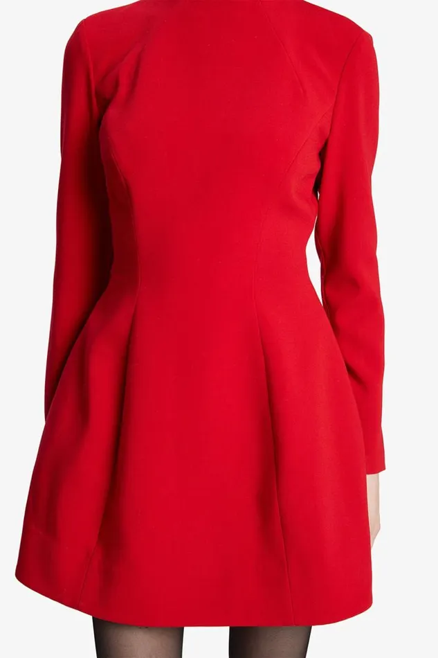 Women Party Dresses Bardot Delphi Long Sleeve Mini Dress In Deep Red Deep Red
