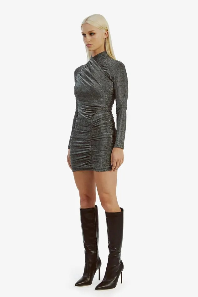 Women Party Dresses Bardot Evalina Lurex Mini Dress In Silver Lurex Silver Lurex Women Party Dresses Bardot Evalina Lurex Mini Dress In Silver Lurex Silver Lurex