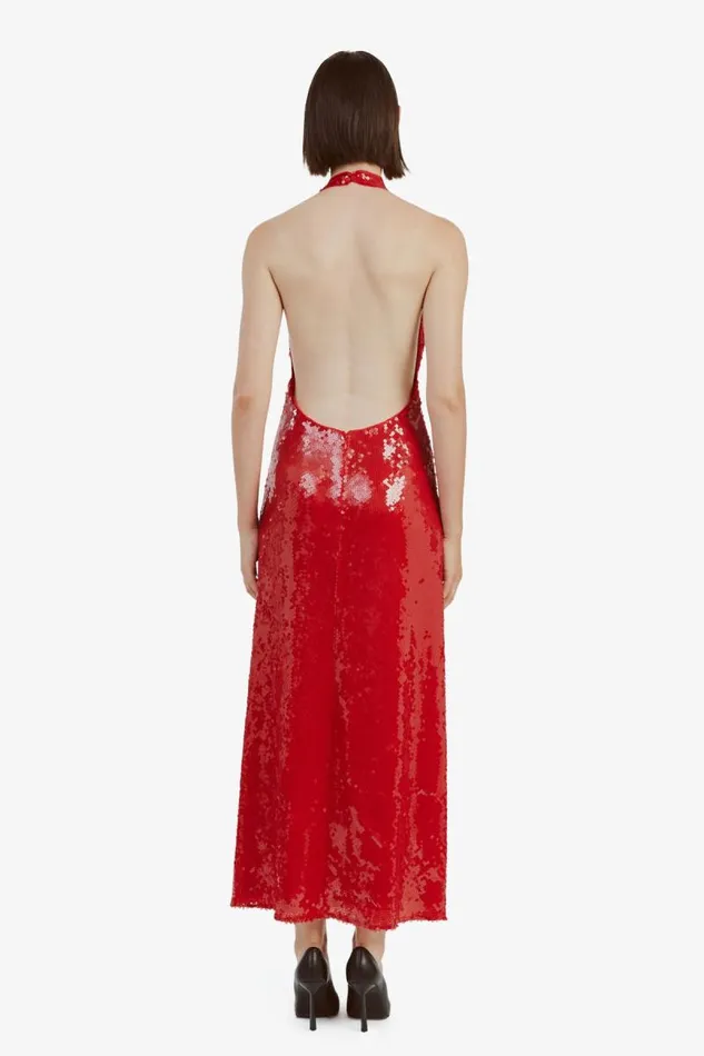 Women Party Dresses Bardot Freja Sequin Midi Dress In Deep Red Deep Red
