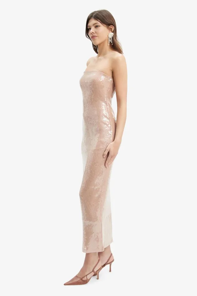 Women Party Dresses Bardot Launa Sequin Maxi Dress In Soft Tan Soft Tan Women Party Dresses Bardot Launa Sequin Maxi Dress In Soft Tan Soft Tan