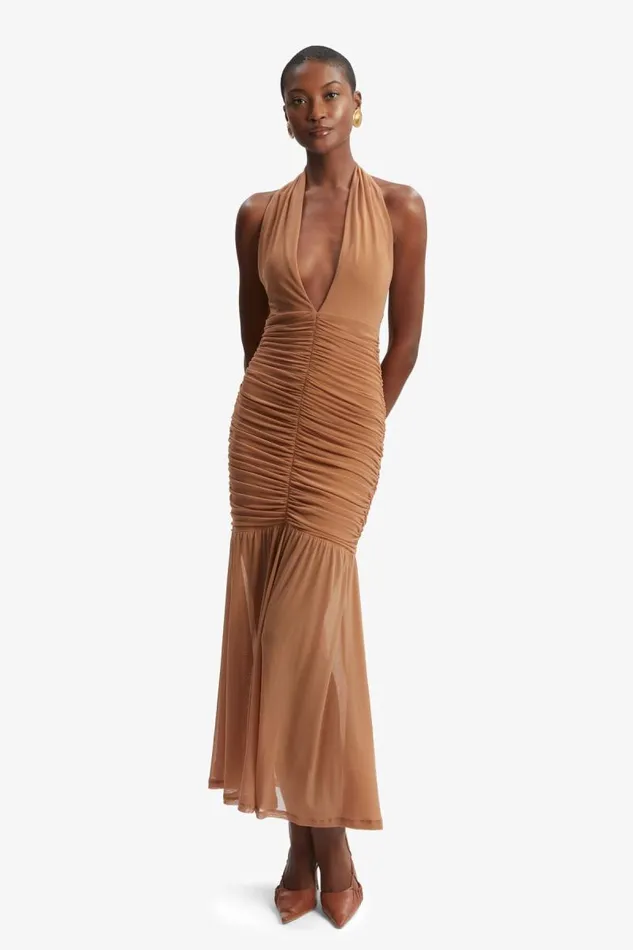 Women Party Dresses Bardot Sephera Halter Mesh Midi Dress In Chestnut Chestnut Women Party Dresses Bardot Sephera Halter Mesh Midi Dress In Chestnut Chestnut