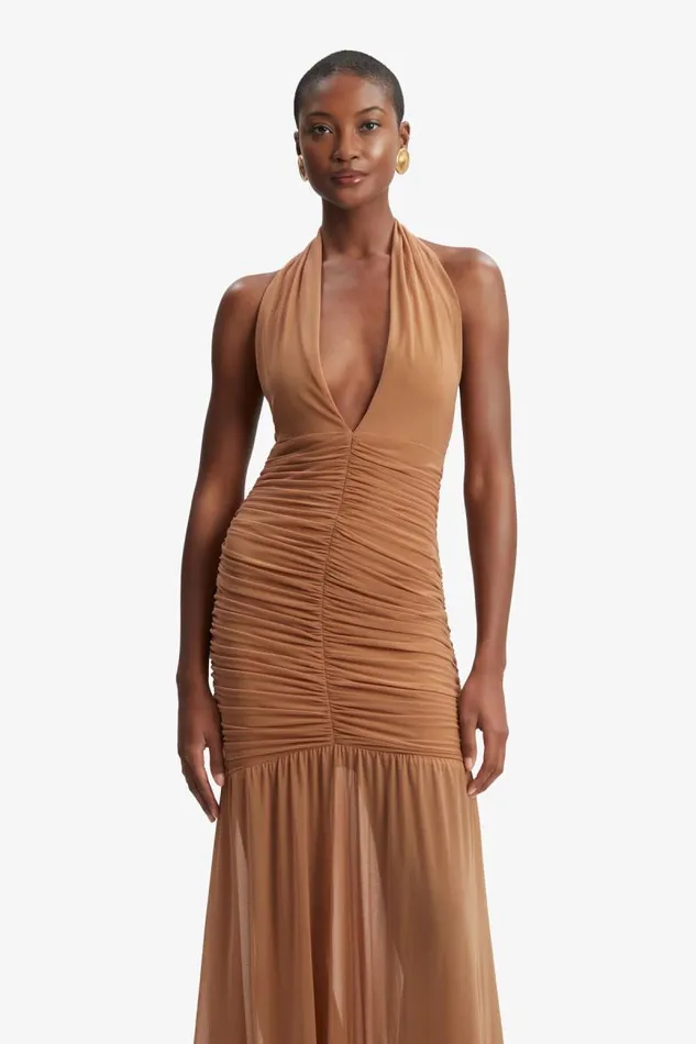Women Party Dresses Bardot Sephera Halter Mesh Midi Dress In Chestnut Chestnut Women Party Dresses Bardot Sephera Halter Mesh Midi Dress In Chestnut Chestnut