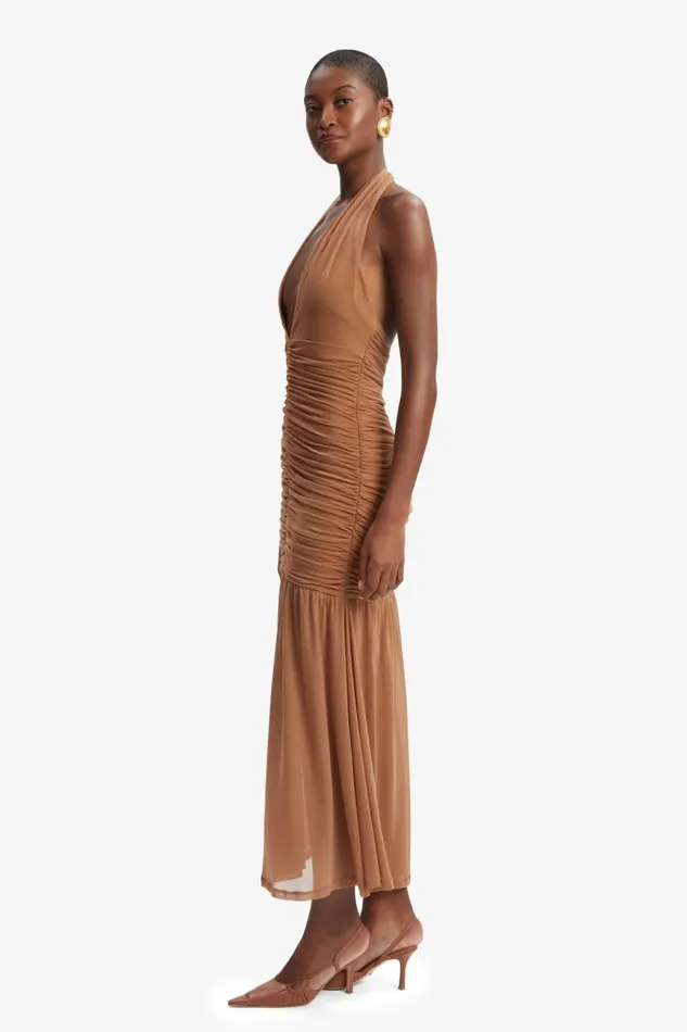 Women Party Dresses Bardot Sephera Halter Mesh Midi Dress In Chestnut Chestnut Women Party Dresses Bardot Sephera Halter Mesh Midi Dress In Chestnut Chestnut