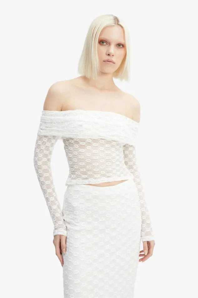 Women Party Tops Bardot Adoni Off The Shoulder Top In Orchid White Orchid White Women Party Tops Bardot Adoni Off The Shoulder Top In Orchid White Orchid White