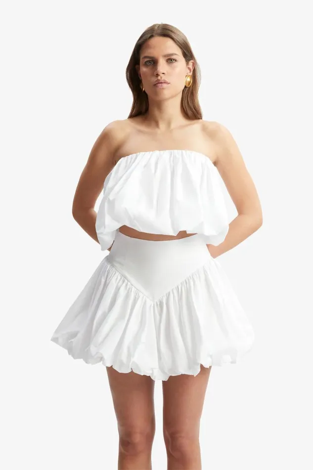 Women Party Tops Bardot Lissett Poplin Balloon Top In Orchid White Orchid White