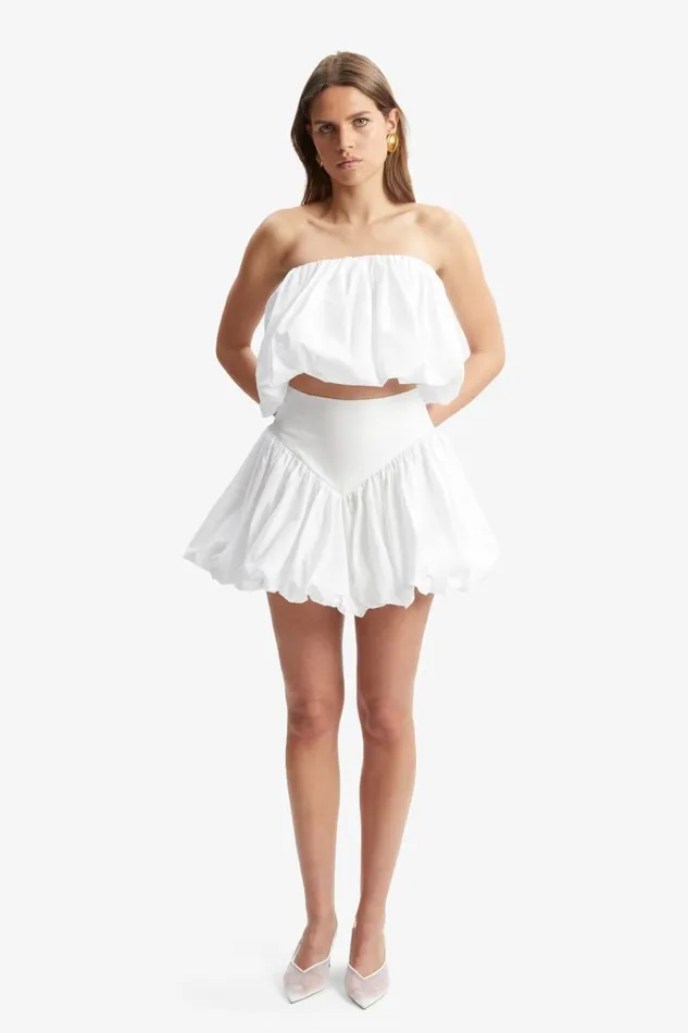 Women Party Tops Bardot Lissett Poplin Balloon Top In Orchid White Orchid White