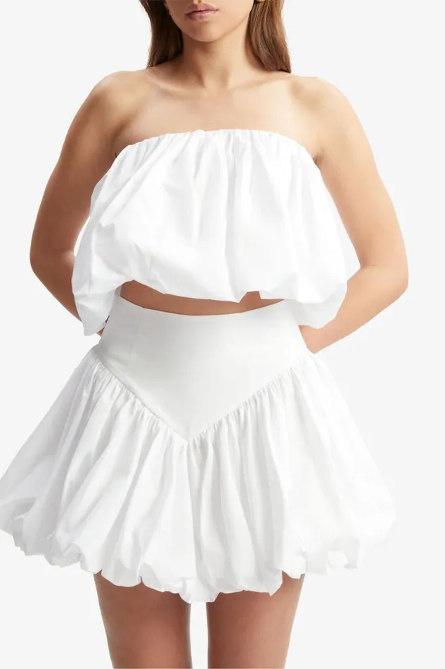 Women Party Tops Bardot Lissett Poplin Balloon Top In Orchid White Orchid White