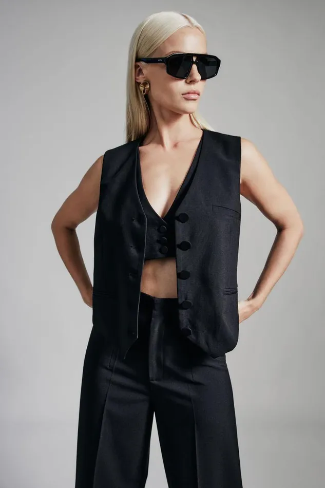 Women Party Tops Bardot Marla Longline Vest In Black Black