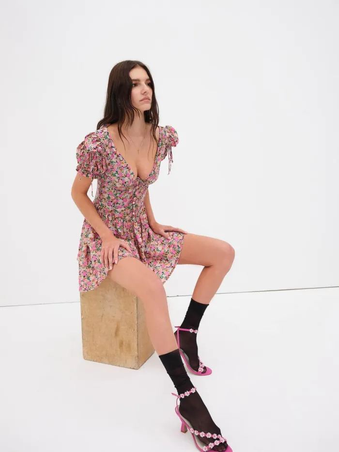 Women Paulina Puff Sleeve Mini Dress Multi For Love and Lemons Dresses Women Paulina Puff Sleeve Mini Dress Multi For Love and Lemons Dresses