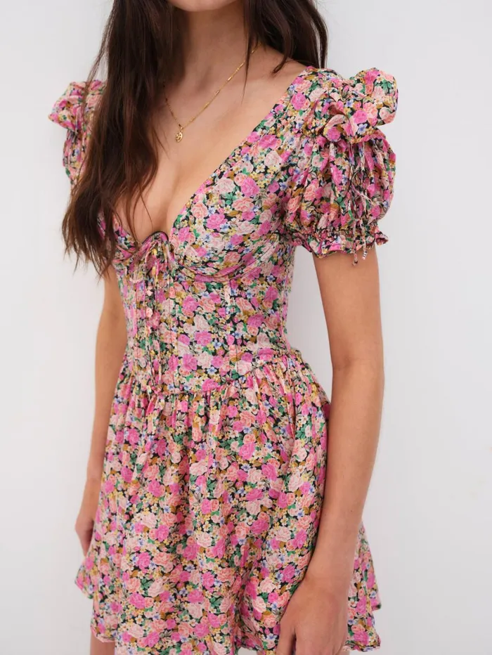 Women Paulina Puff Sleeve Mini Dress Multi For Love and Lemons Dresses Women Paulina Puff Sleeve Mini Dress Multi For Love and Lemons Dresses