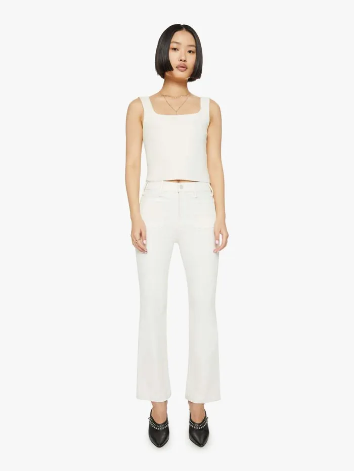 Women Petites Mother Denim PETITES The Lil039 Hustler Patch Pocket Flood White natural