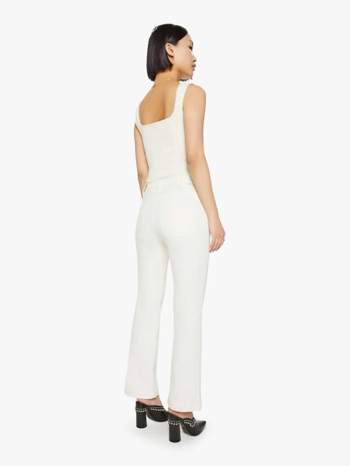 Women Petites Mother Denim PETITES The Lil039 Hustler Patch Pocket Flood White natural