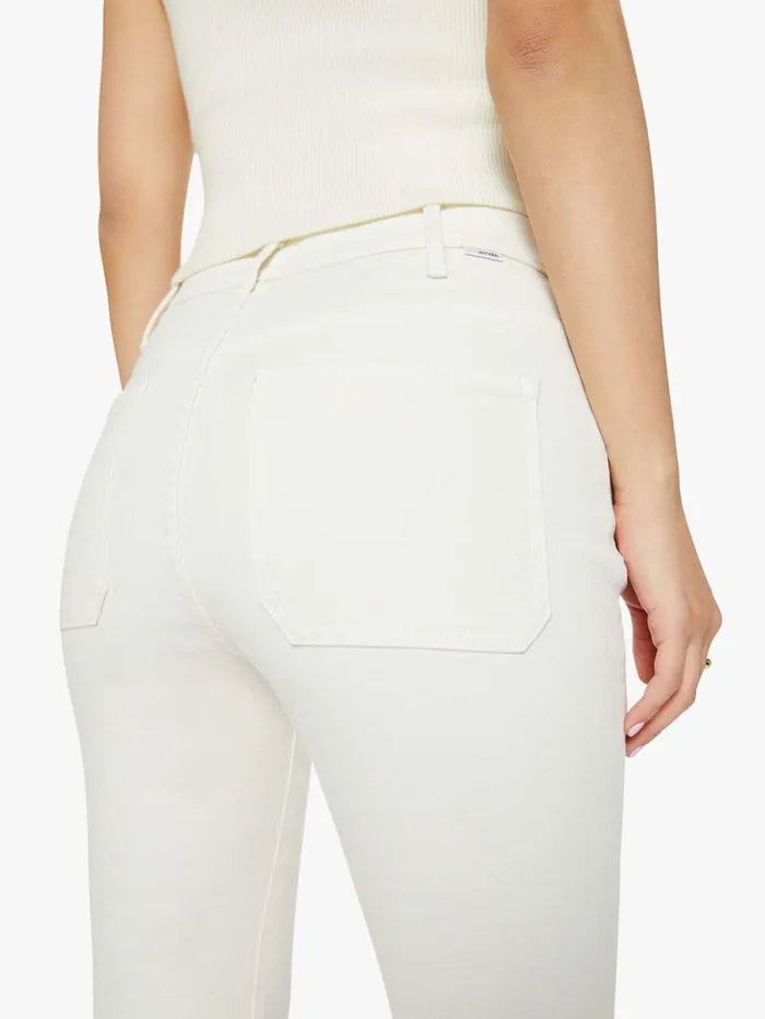 Women Petites Mother Denim PETITES The Lil039 Hustler Patch Pocket Flood White natural