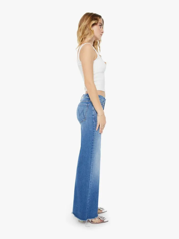 Women Petites Mother Denim PETITES The Lil039 Roller Fray Blue medium