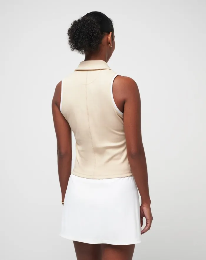 Women Polos TravisMathew SIP AND SEA MOVEKNIT SLEEVELESS POLO Brazilian Sand Women Polos TravisMathew SIP AND SEA MOVEKNIT SLEEVELESS POLO Brazilian Sand