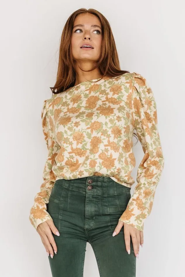 Women Porter Sweater Ivory Multi Floral Baltic Born Blouses and Shirts