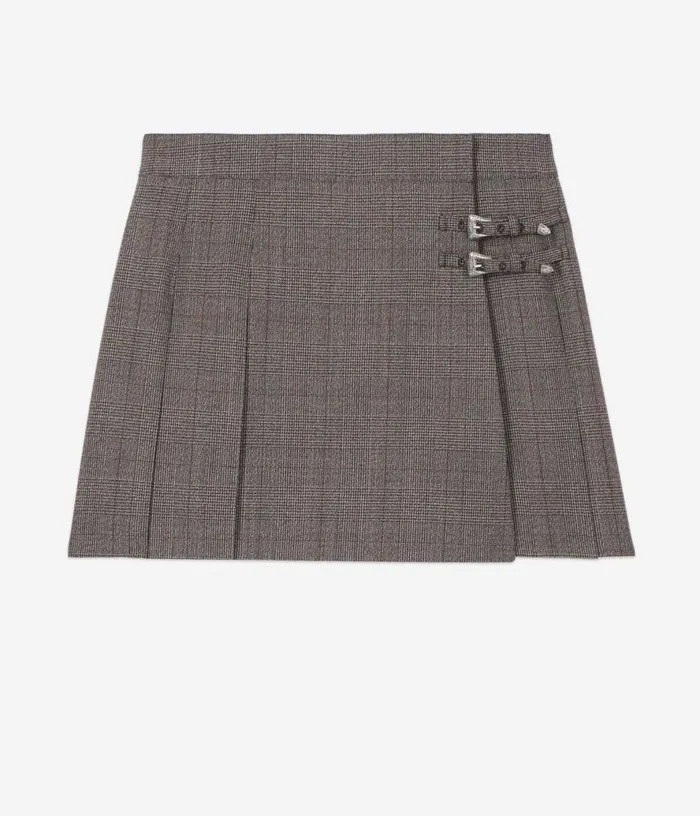 Women Prince Of Wales Short Pleated Wool Wrap Skirt THE KOOPLES Skirts and Shorts Women Prince Of Wales Short Pleated Wool Wrap Skirt THE KOOPLES Skirts and Shorts